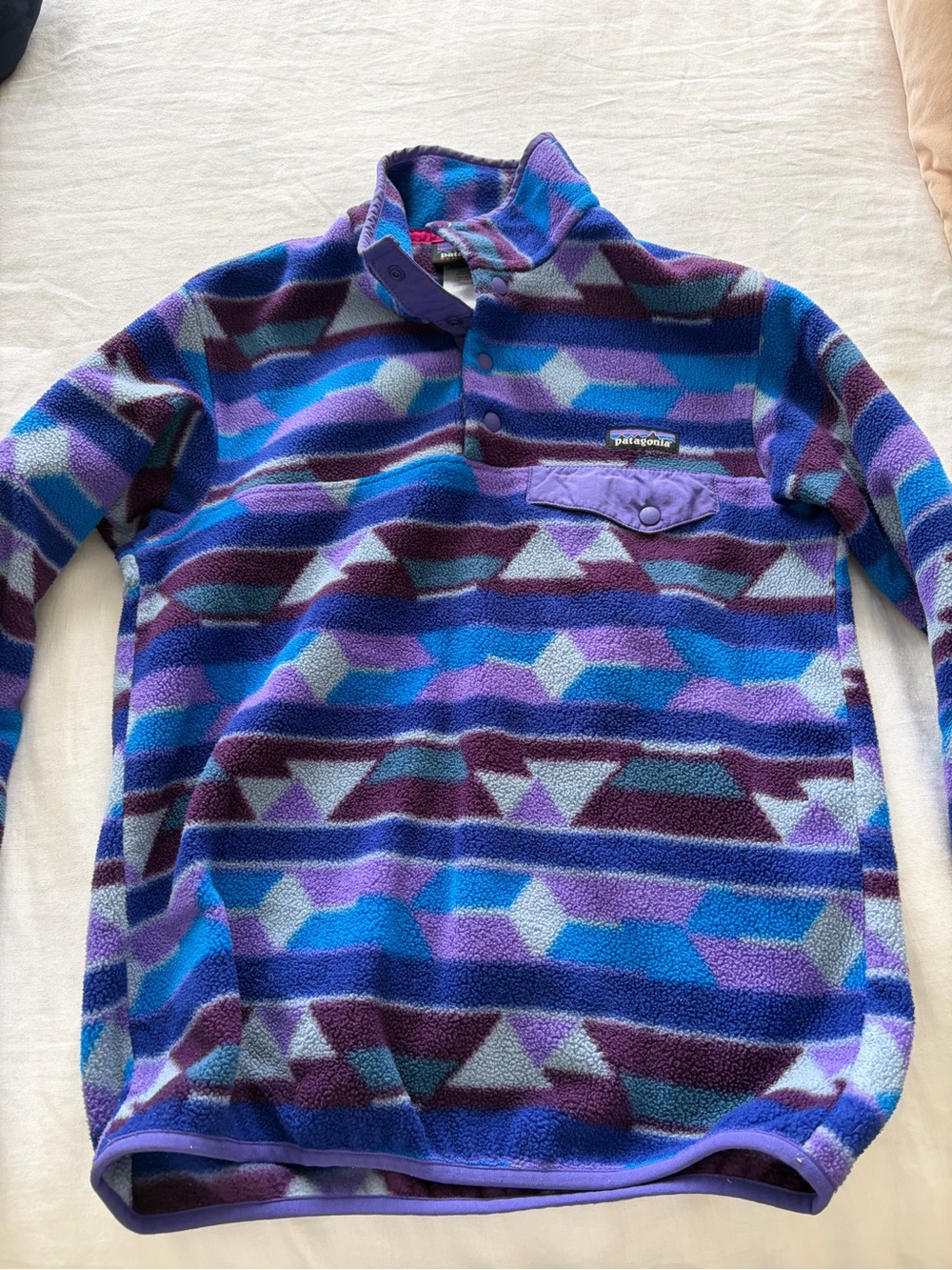 Patagonia Purple & Blue Geometric Snap-T Fleece Pullover